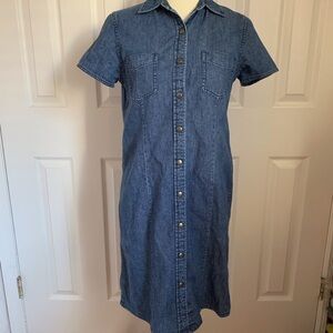 L.L. Bean Women's Denim Shirt Dress Blue Button-Down Size 6 Regular